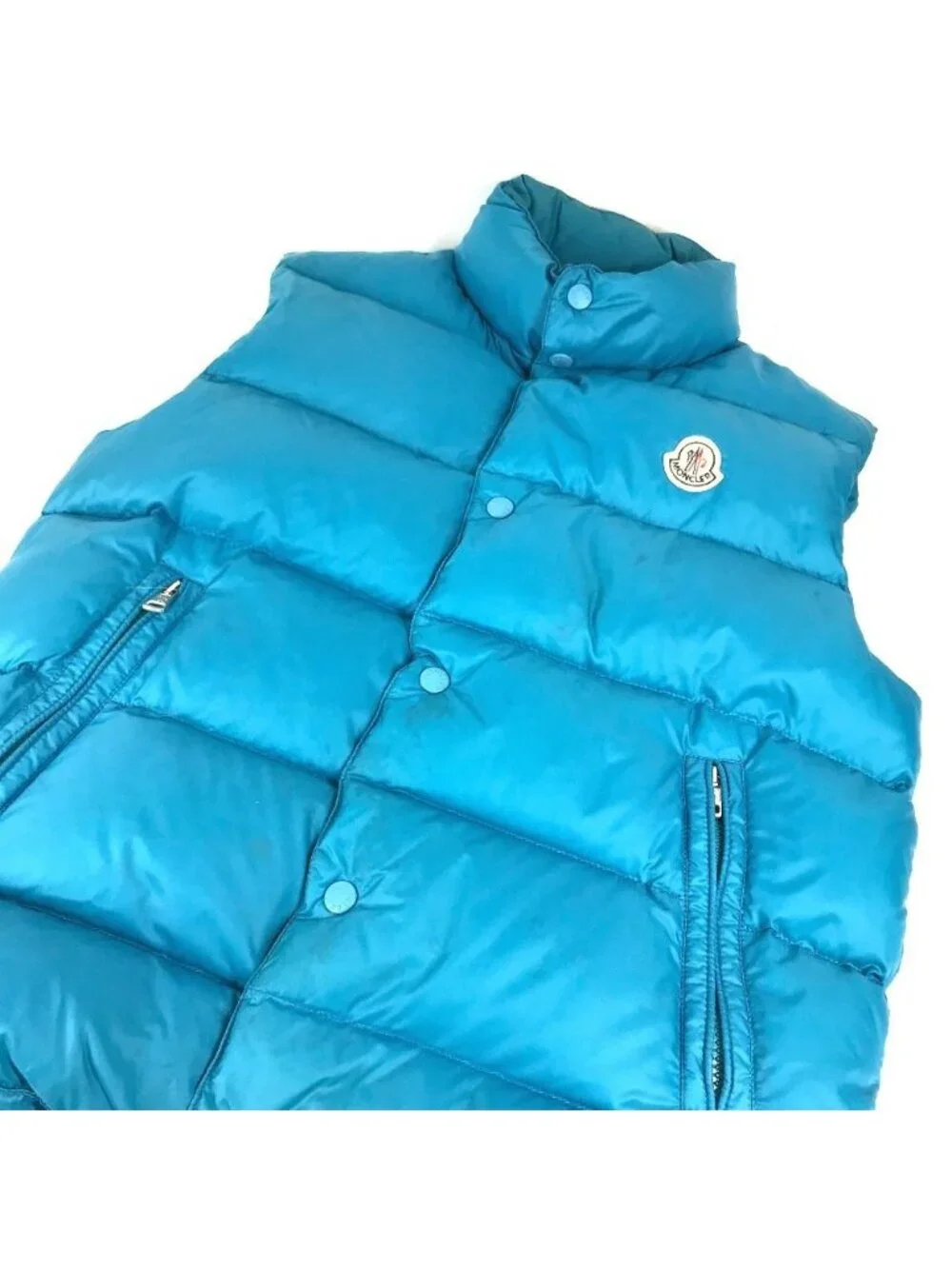 Moncler Down Vest Logo Patch Nylon Blue